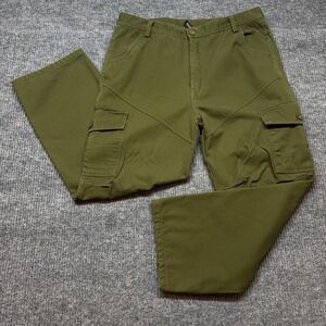 AOWOFS Mens 40x28 Fleece Lined Cargo Pants Olive Green Cotton Tactical